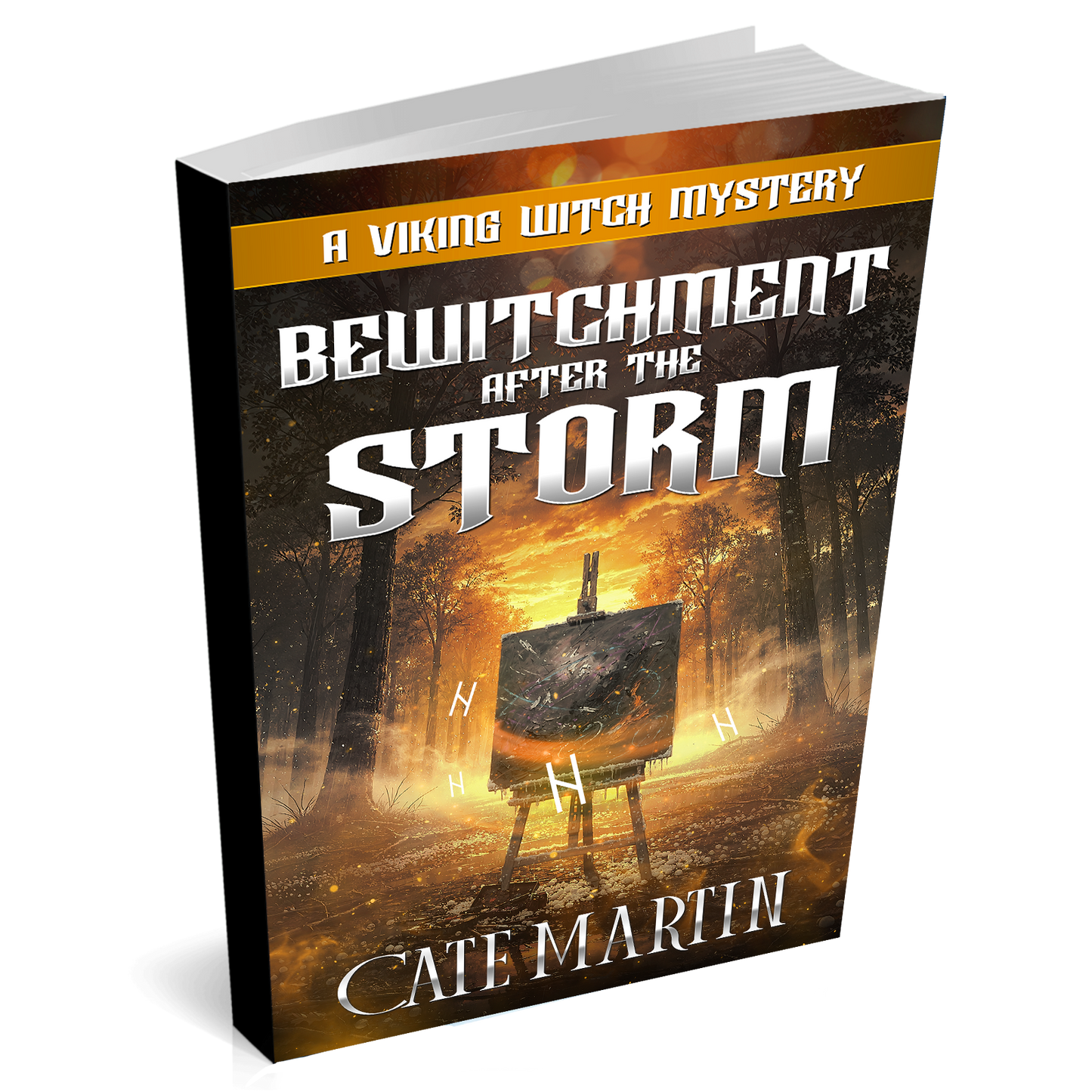 Book titled 'Bewitchment After the Storm' by Cate Martin on a white background