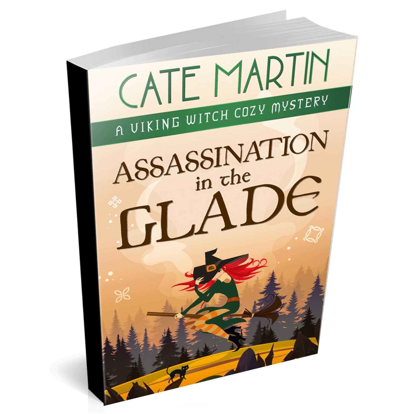 Book cover for the paperback titled Assassination in the Glade by Cate Martin.