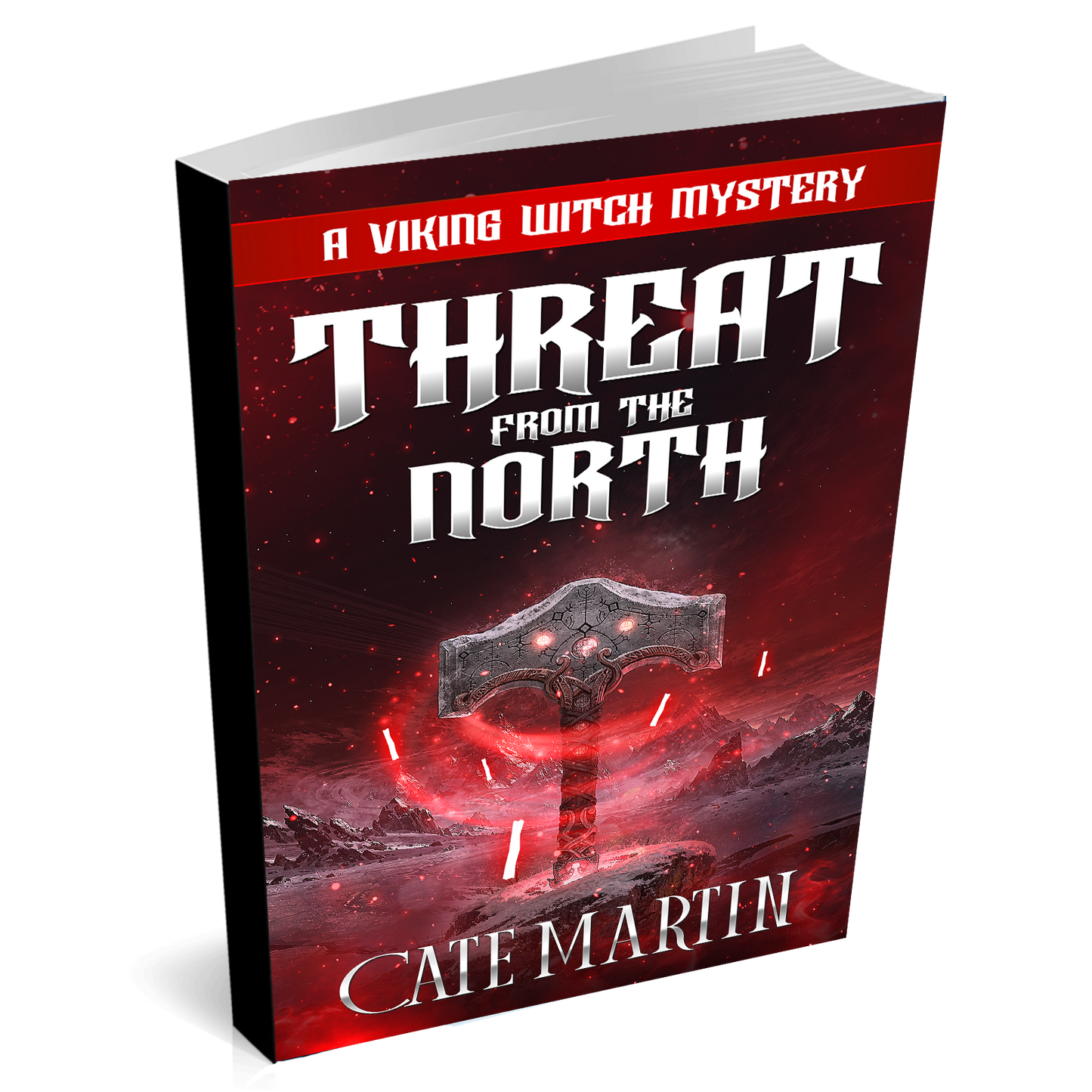 Book titled 'Threat from the North' by Cate Martin on a white background