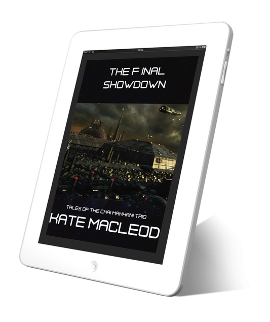 Book cover The Final Showdown: episode 11 of the Tales of the Chai Makhani Trio serialized science fiction short stories.