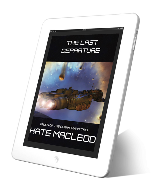 Book cover The Last Departure: episode 12 of the Tales of the Chai Makhani Trio serialized science fiction short stories.