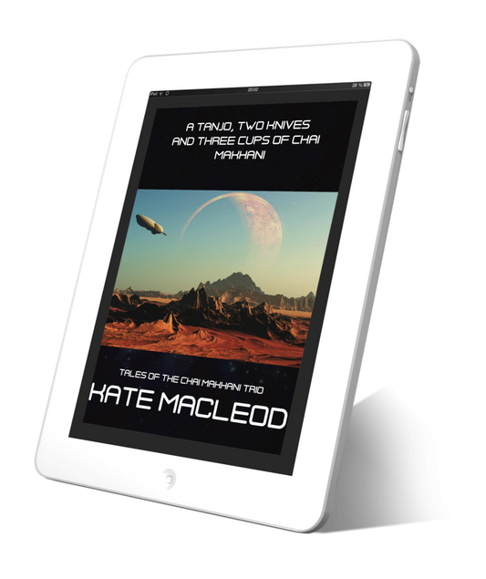 Book cover A Tango, Two Knives and Three Cups of Chai Makhani: episode 1 of the Tales of the Chai Makhani Trio serialized science fiction short stories.