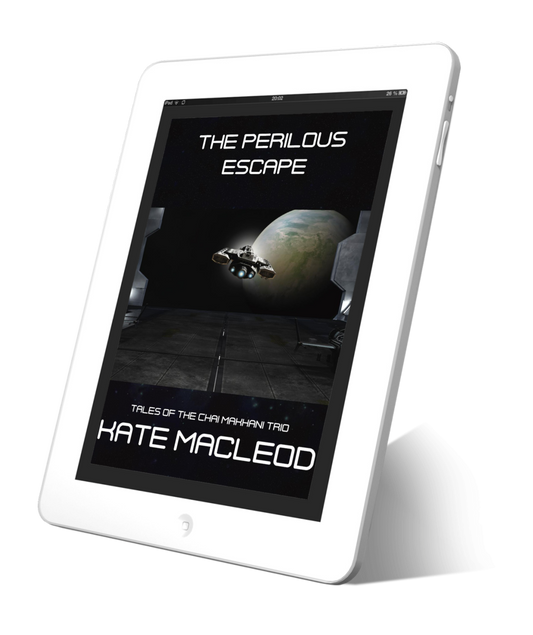 Book cover The Perilous Escape: episode 8 of the Tales of the Chai Makhani Trio serialized science fiction short stories.