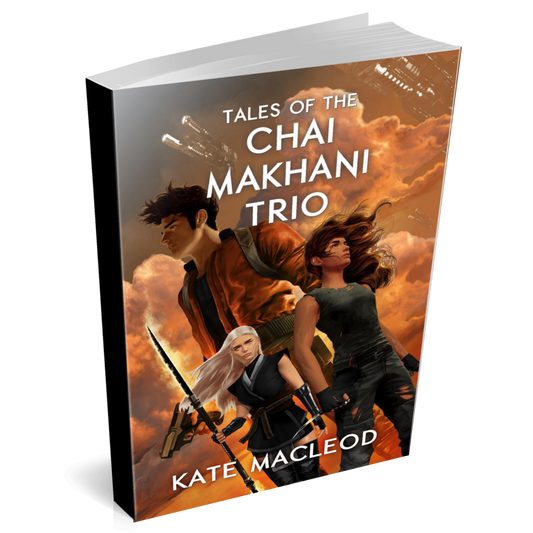 Cover to the paperback of the young adult science fiction novel Tales of the Chai Makhani Trio.