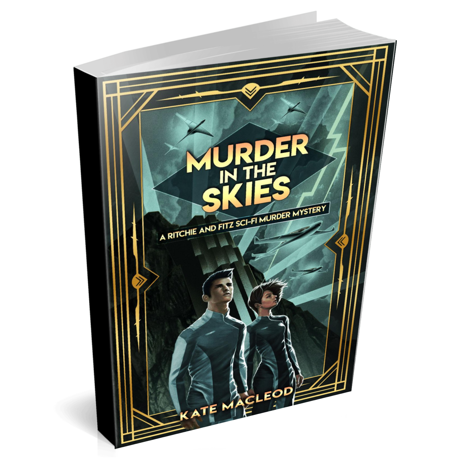 Book cover Murder in the Skies: A Ritchie and Fitz Sci-Fi Murder Mystery you adult novel