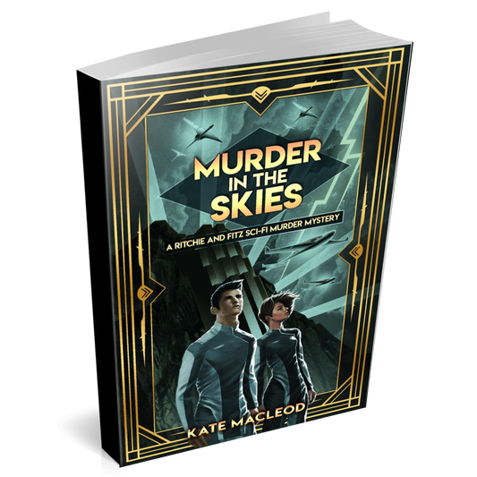 Book cover Murder in the Skies: A Ritchie and Fitz Sci-Fi Murder Mystery you adult novel
