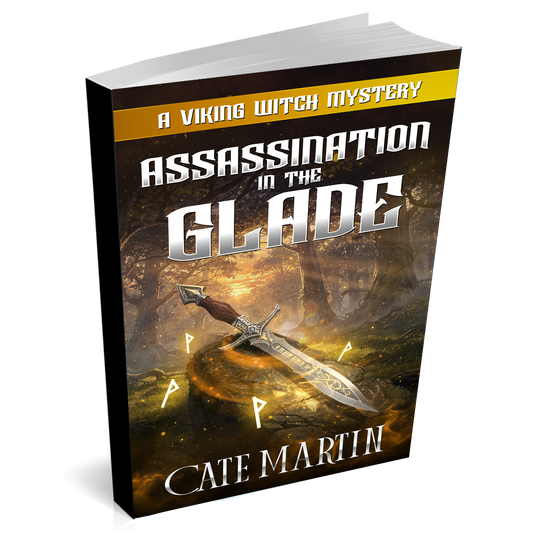 Book cover of 'Assassination in the Blade' by Cate Martin on a white background