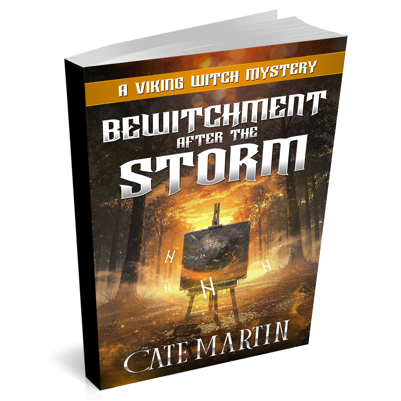 Book titled 'Bewitchment After the Storm' by Cate Martin on a white background