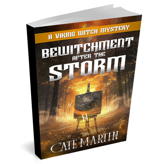 Book titled 'Bewitchment After the Storm' by Cate Martin on a white background