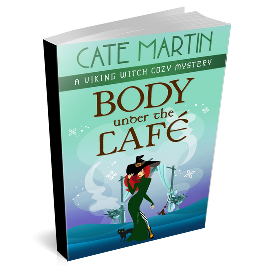 Cover for the paperback novel Body Under the Cafe A Viking Witch Cozy Mystery