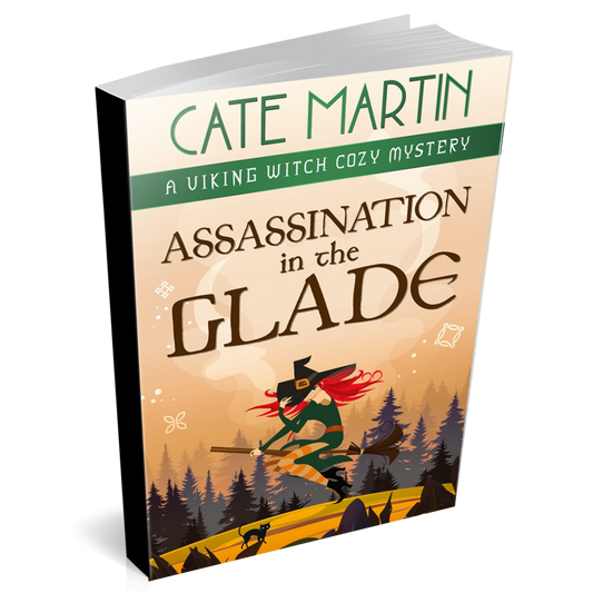 Book cover for the paperback titled Assassination in the Glade by Cate Martin.