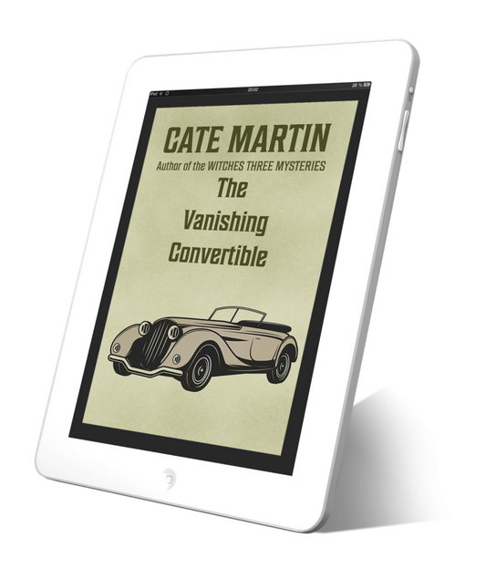 Cover of the ebook short story The Vanishing Convertible. The image is a drawing of a 1938 luxury convertible.