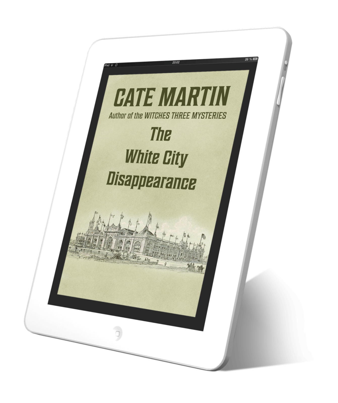 Cover for ebook of the short story The White City Disappearance. The image is a woodcut illustration of the White City from the Chicago World Fair.