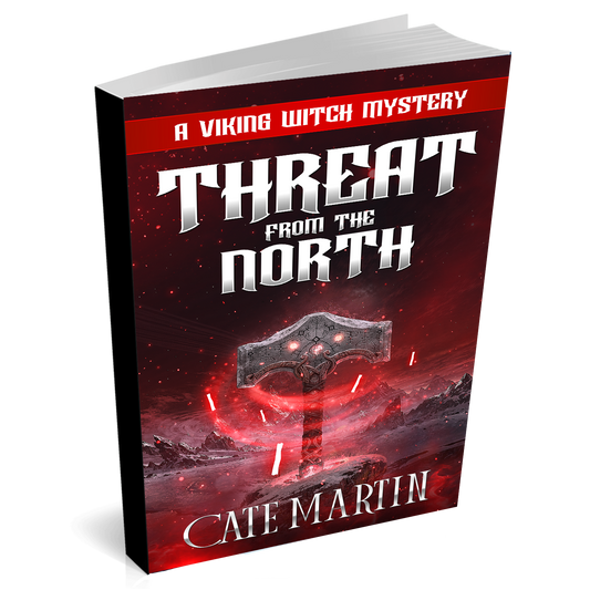 Book titled 'Threat from the North' by Cate Martin on a white background