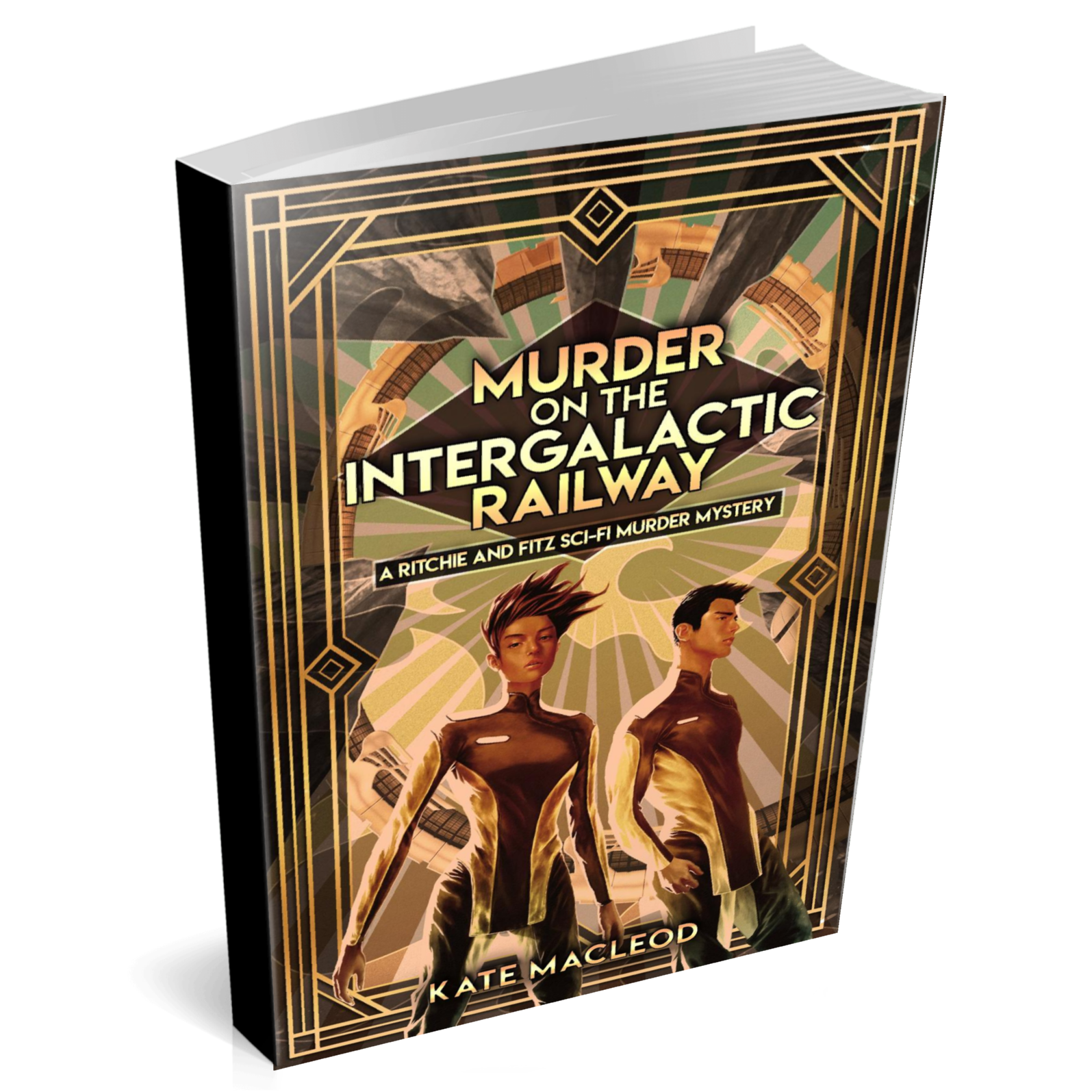 Paperback Cover Murder on the Intergalactic Railway A Ritchie and Fitz Sci-Fi Murder Mystery young adult novel